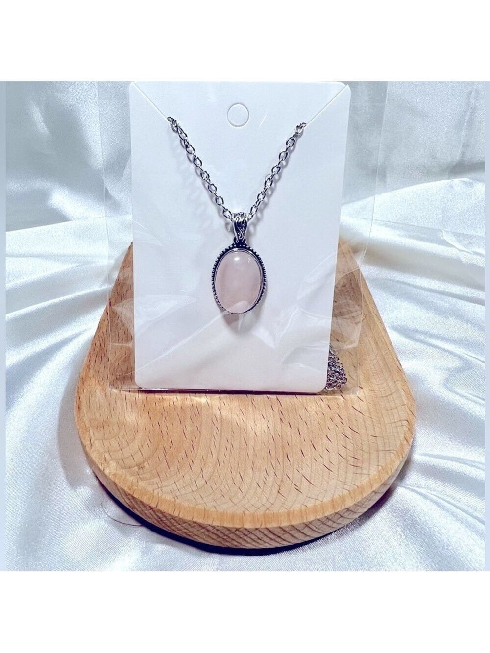 Dainty Rose Quartz Oval Fashion Jewelry Necklace